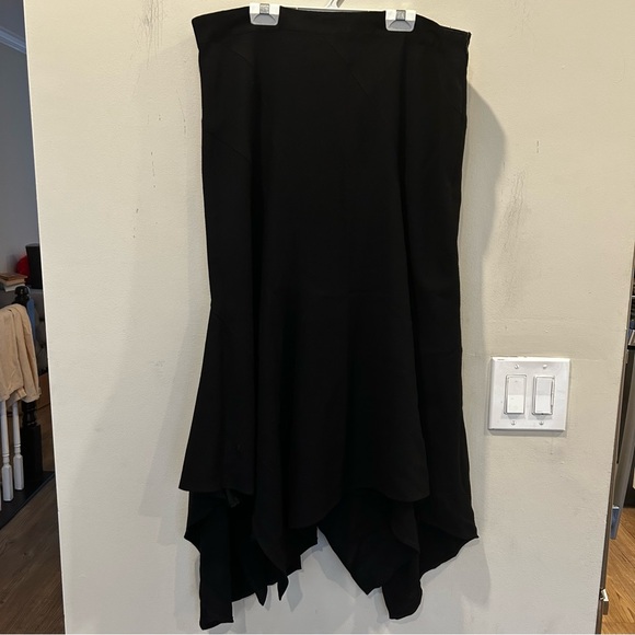 Escada Asymmetrical Black Wool Skirt. Size L
